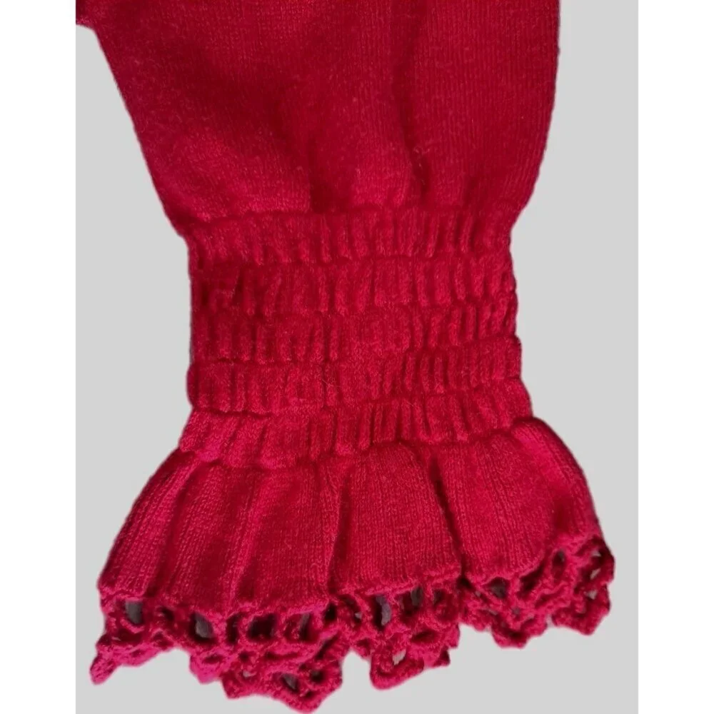 Real Clothes Saks 5th Avenue S Red Long Sleeve Keyhole Cashmere Silk Blend